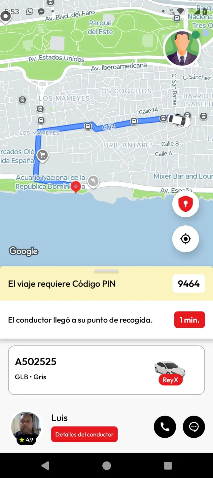 REY App en uso